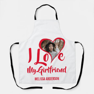 Modern I Love My Girlfriend   Heart Photo Apron