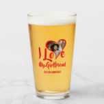 Modern I Love My Girlfriend | Heart Photo Glass<br><div class="desc">Surprize your boyfriend with this cute I love my girlfriend beer glass this christmas,  birthday or anniversary. The glass can be customized for your wife,  boyfriend,  husband,  bestie,  best friend,  sister,  brother,  daughter,  mom,  aunt,  uncle,  grandma,  grandpa and more!</div>