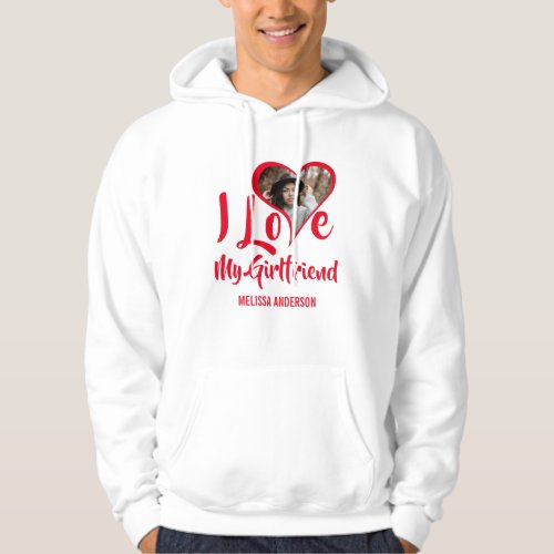 Modern I Love My Girlfriend  Heart Photo Hoodie