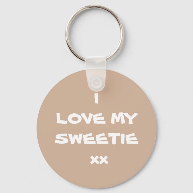 Modern I LOVE MY SWEETIE xx Cool Cute  Keychain (Front)