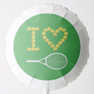 Modern I Love Tennis Green Balloon