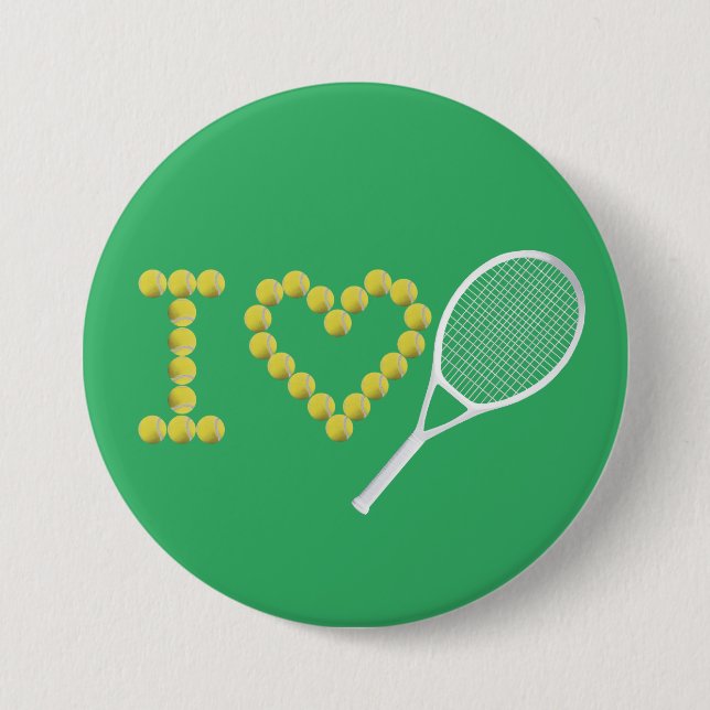 Modern I Love Tennis Green Button (Front)