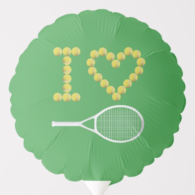 Modern I Love Tennis Party Green Balloon (Front)