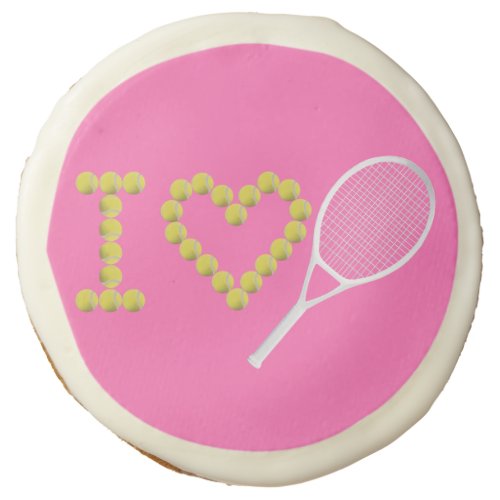 Modern I Love Tennis Pink Sugar Cookie