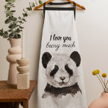 Modern I Love You Beary Much Black And White Panda Apron<br><div class="desc">Our collection includes a variety of products that make for heartfelt and thoughtful gifts. From cozy throw pillows to stylish tote bags, you can spread the love with these delightful pandas wherever you go. The minimalist design adds a touch of sophistication to your accessories while conveying a sweet message. Whether...</div>