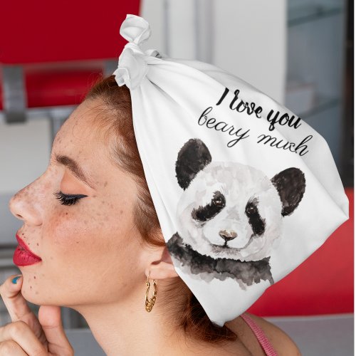 Modern I Love You Beary Much Black And White Panda Bandana