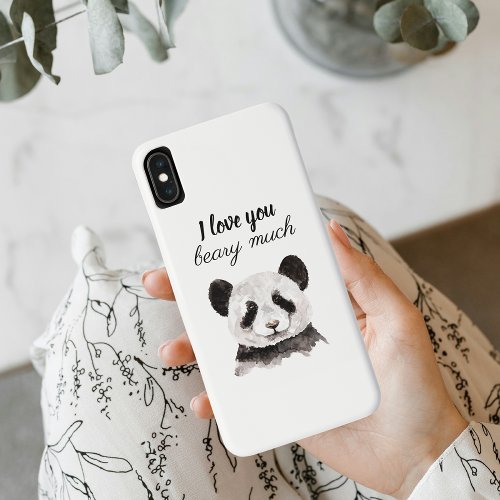 Modern I Love You Beary Much Black And White Panda iPhone XS Max Case