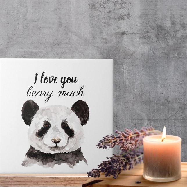 Modern I Love You Beary Much Black And White Panda Ceramic Tile (Creator Uploaded)