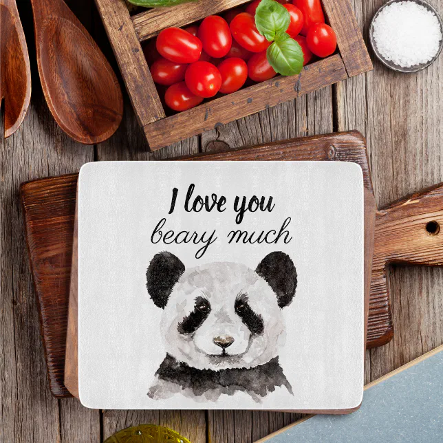 Discover Modern I Love You Beary Much Black And White Panda Cutting Board