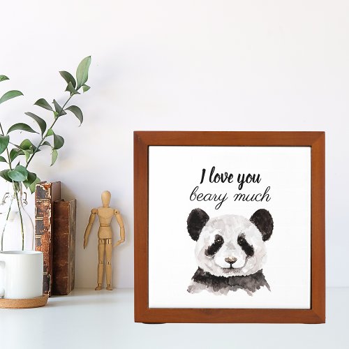 Modern I Love You Beary Much Black And White Panda Desk Organizer