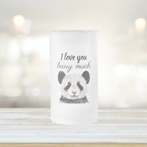 Modern I Love You Beary Much Black And White Panda Frosted Glass Beer Mug