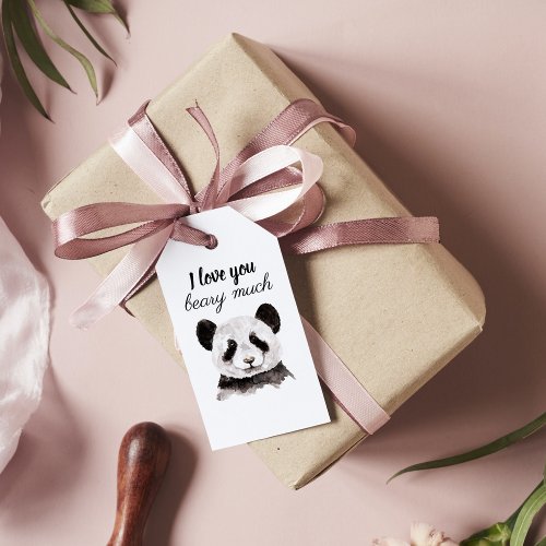 Modern I Love You Beary Much Black And White Panda Gift Tags