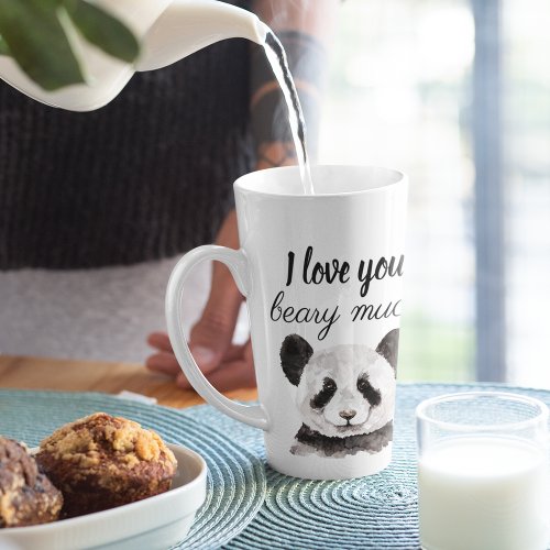 Modern I Love You Beary Much Black And White Panda Latte Mug