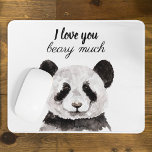 Modern I Love You Beary Much Black And White Panda Mouse Pad<br><div class="desc">Our collection includes a variety of products that make for heartfelt and thoughtful gifts. From cozy throw pillows to stylish tote bags, you can spread the love with these delightful pandas wherever you go. The minimalist design adds a touch of sophistication to your accessories while conveying a sweet message. Whether...</div>