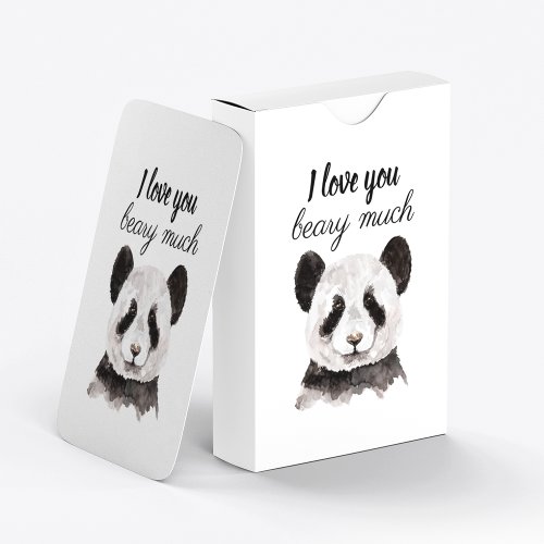 Modern I Love You Beary Much Black And White Panda Playing Cards