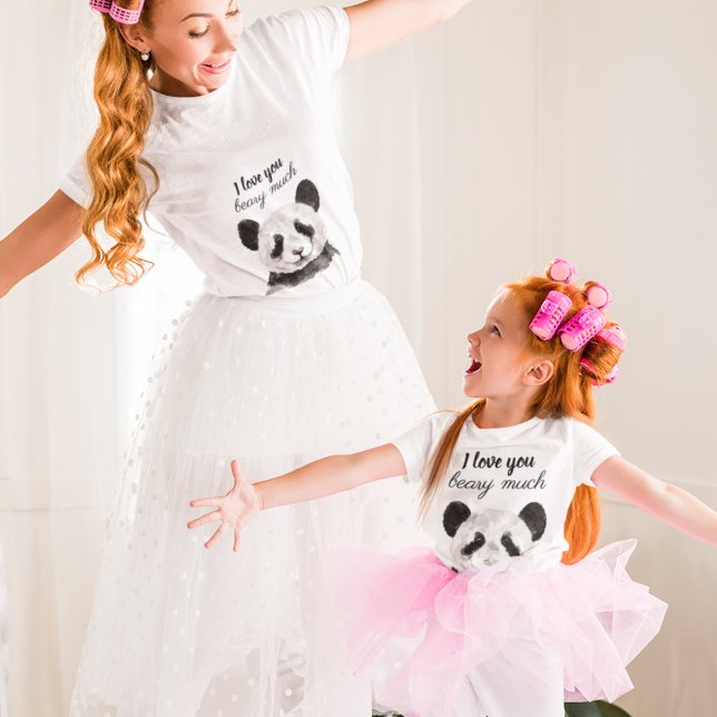 Modern I Love You Beary Much Black And White Panda T-Shirt (Creator Uploaded)