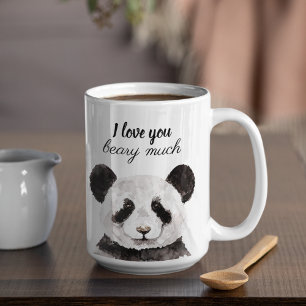 Modern I Love You Beary Much Black And White Panda Two-Tone Coffee Mug