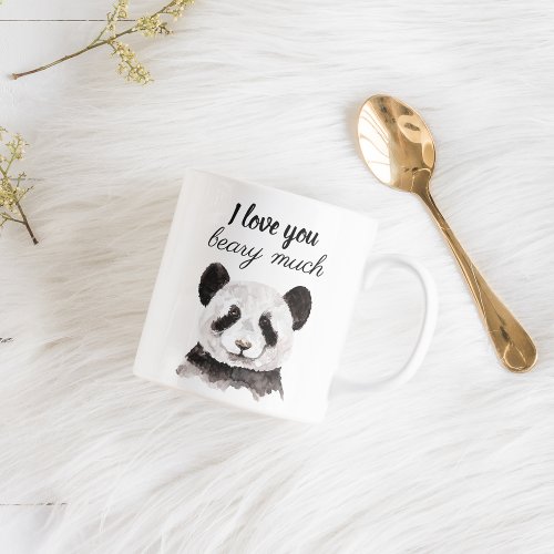Modern I Love You Beary Much Black And White Panda Two_Tone Coffee Mug