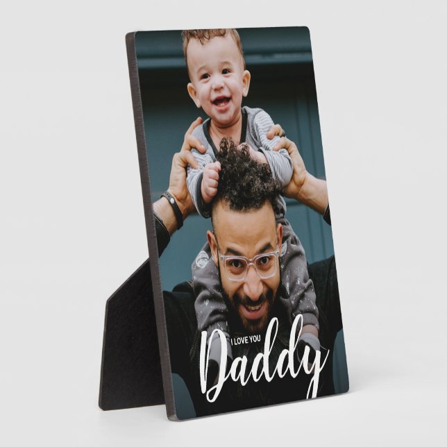 Modern I Love You Daddy Script Custom Photo Plaque (Side)
