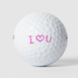 Modern I Love You Pink White Valentines Day Golf Balls