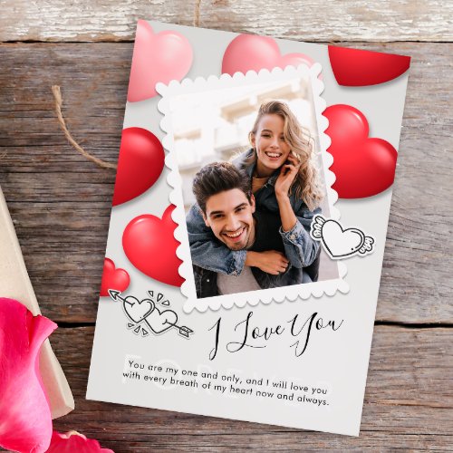 Modern I love You Valentines Photo Holiday Card