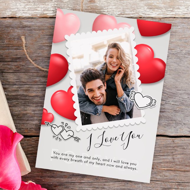 Modern I love You Valentines Photo Holiday Card (Creator Uploaded)