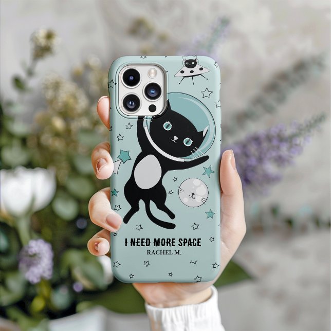 Modern I Need More Space Black Cat Cartoon Case-Mate iPhone Case (Show your friends what a trendsetter you. Also a really out of this world gift option.)