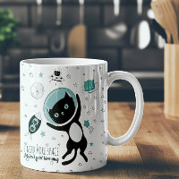 Modern I Need More Space Black Cat Cartoon Coffee Mug