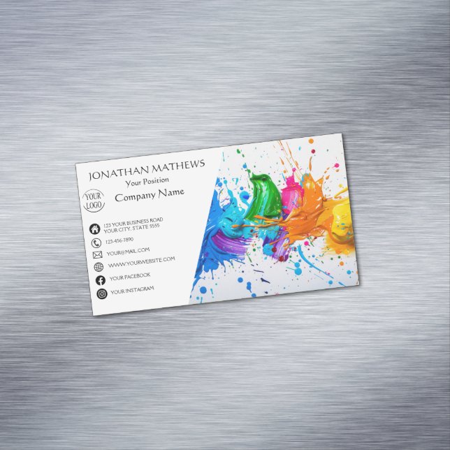 Modern I Oil Paint Abstract Business Card Magnet (In Situ)
