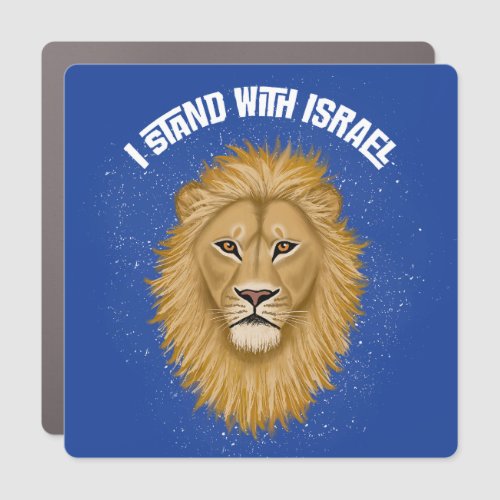 Modern I Stand With Israel  Lion of Judah  Blue Car Magnet