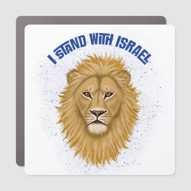 Modern I Stand With Israel . Lion of Judah  Car Magnet (Front)