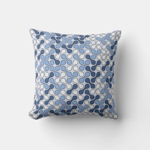 Modern Ice Blue Geometric Metaball Pattern Throw Pillow