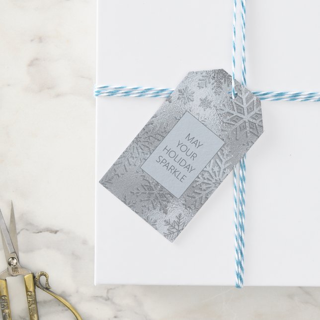 Modern Ice Blue Snowflakes Gift Tag (Creator Uploaded)