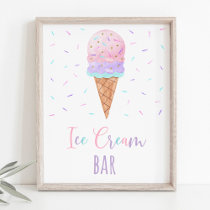 Modern Ice Cream Bar Birthday Sign