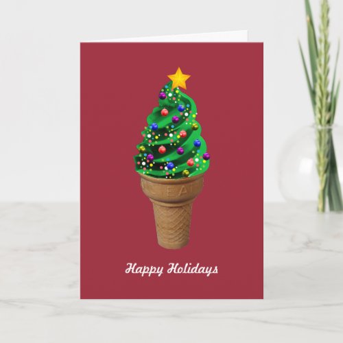 Modern Ice Cream Christmas Tree Greetings Card