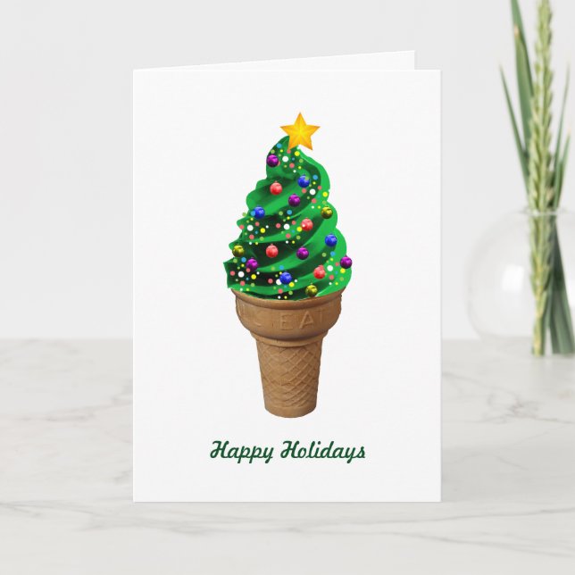 Modern Ice Cream Christmas Tree Greetings Card (Front)