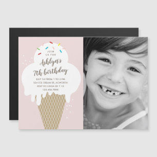 Modern Ice cream Cone Kids Birthday Invitation
