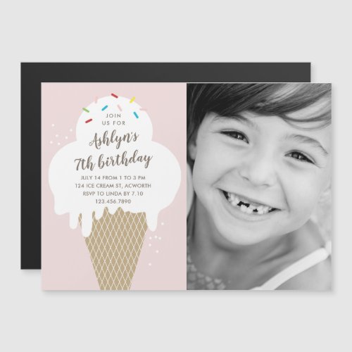 Modern Ice cream Cone Kids Birthday Invitation