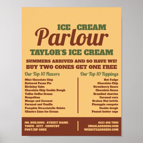 Modern Ice Cream Parlor Advertising Poster