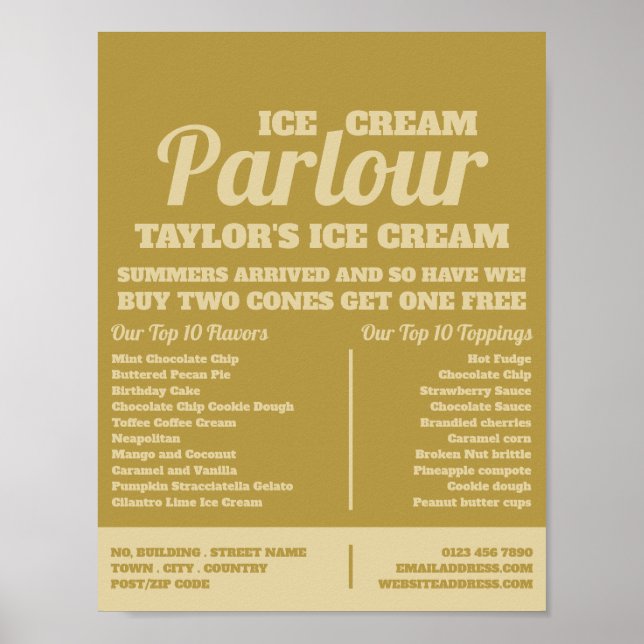 Modern Ice Cream Parlor Advertising Poster (Front)