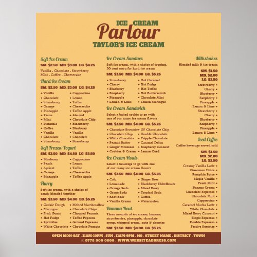 Modern Ice Cream Parlour Menu Poster