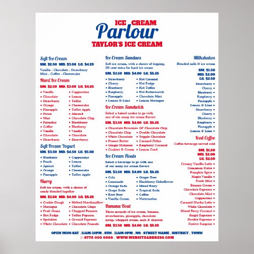 Modern Ice Cream Parlour Menu Poster