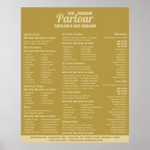 Modern Ice Cream Parlour Menu Poster