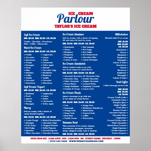 Modern Ice Cream Parlour Menu Poster