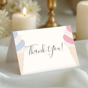 Modern Ice Cream Pastel Color Gender Reveal Letterpress Thank You Card