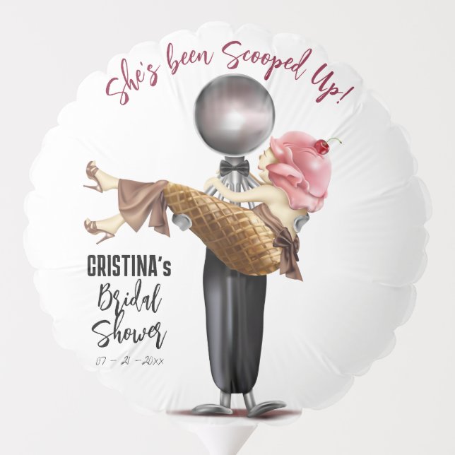 Modern Ice cream Scooped Up Bridal Shower Balloon (Back)