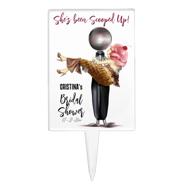 Modern Ice cream Scooped Up Bridal Shower Cake Topper (Front)