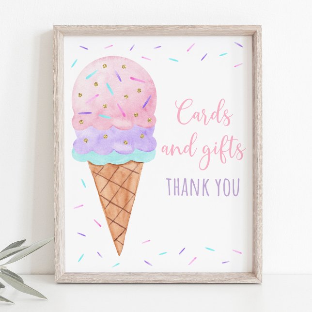 Modern Ice Cream Sprinkles Birthday Gifts Sign (Creator Uploaded)