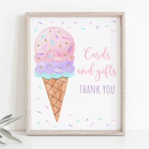 Modern Ice Cream Sprinkles Birthday Gifts Sign