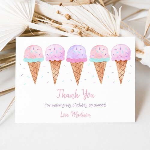 Modern Ice Cream Sprinkles Birthday Thank You Card